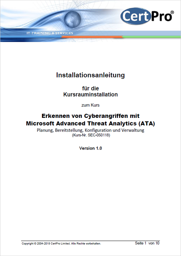 Erkennen von Cyberangriffen mit Microsoft Advanced Threat Analytics (ATA) - TRAINER-Pack